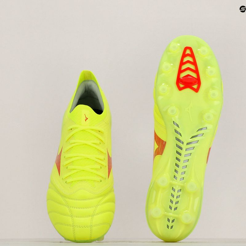 Vyriški futbolo batai Mizuno Morelia Neo IV Β Elite MD safety yellow/fiery coral 2/galaxy silver 11
