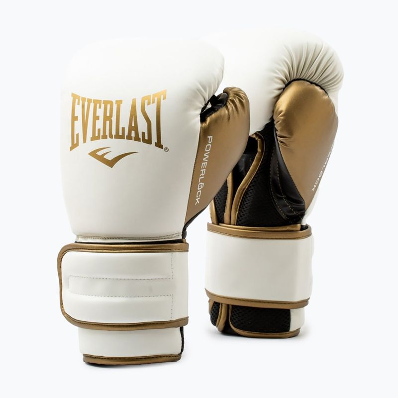 Bokso pirštinės Everlast Powerlock 2 white/gold