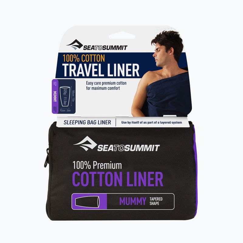 Sea to Summit Premium medvilninis kelioninio miegmaišio įdėklas - Mummy, tamsiai mėlynas AMUMMYOSNB