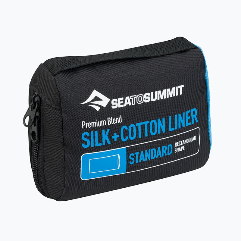 Sea to Summit šilkinis/medvilninis miegmaišio įdėklas Traveller su pagalve jūrinis ASLKCTNYHASF