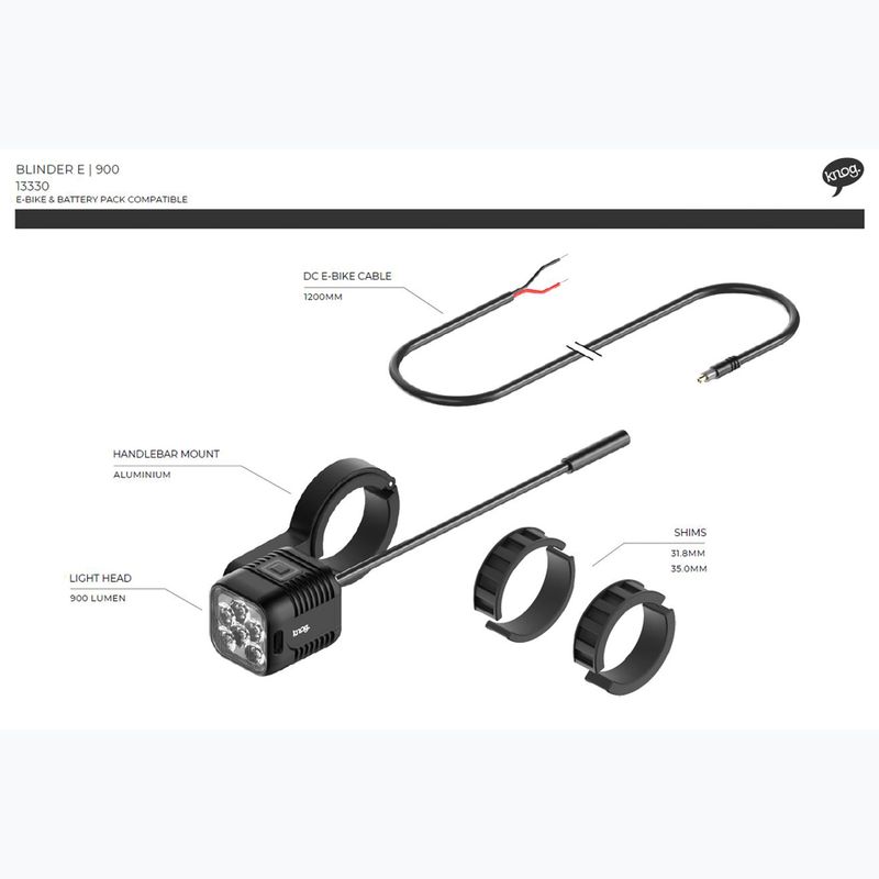 Priekinis dviračio žibintas Knog Blinder E 900 juodas 4