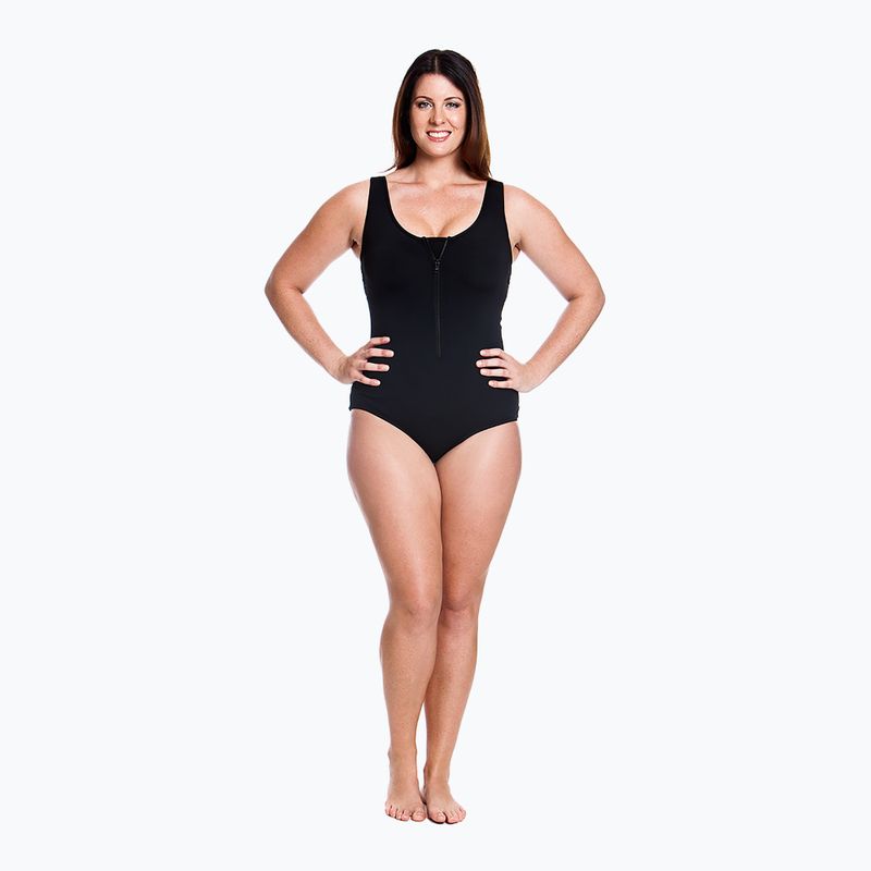 Moteriškas vientisas plaukimo kostiumėlis Funkita Zip Front One Piece still black 3
