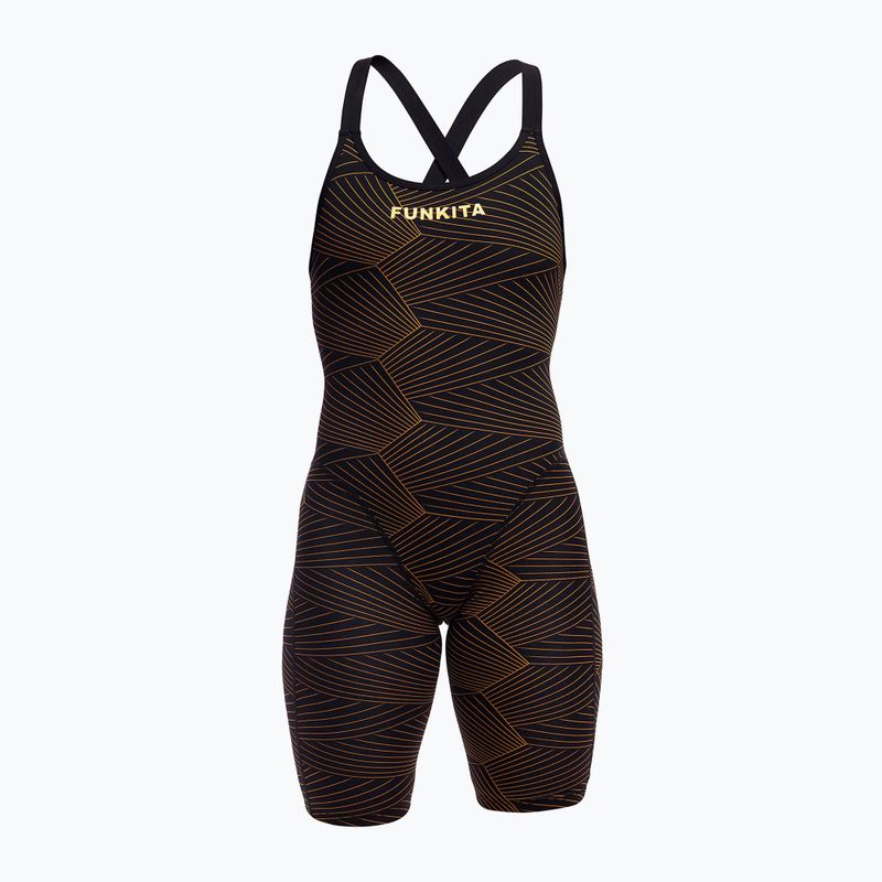 Moteriškas starto kostiumas Funkita Fast Legs One Piece gold weaver