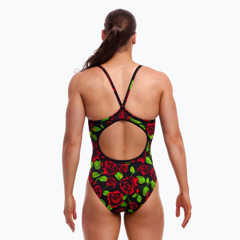 Moteriškas plaukimo vientisas kostiumas Funkita Diamond Back One Piece black rose 3