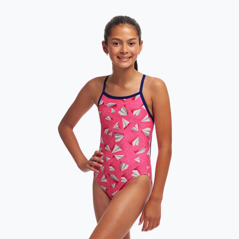 Vaikiškas vientisas plaukimo kostiumas Funkita Single Strap One Piece paper pink