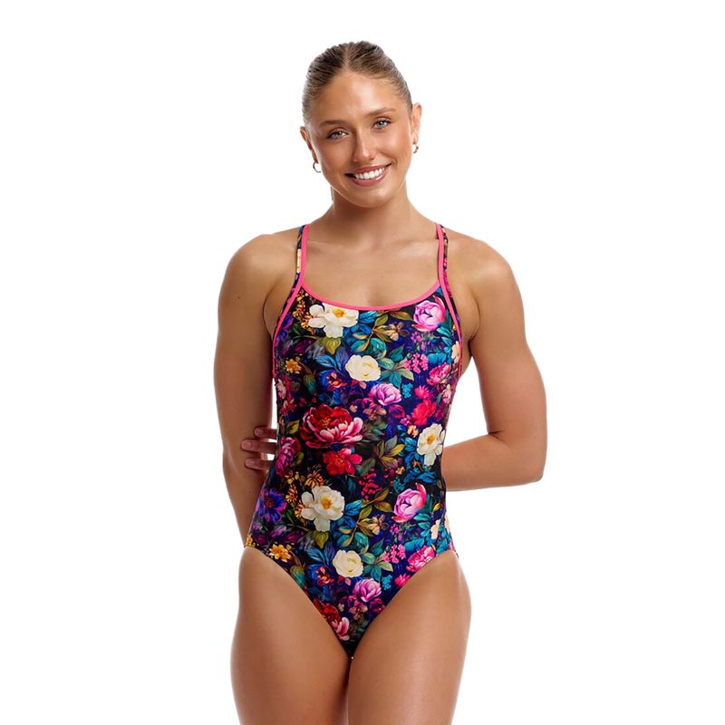 Moteriškas vientisas maudymosi kostiumėlis Funkita Diamond Back One Piece bed of roses 2