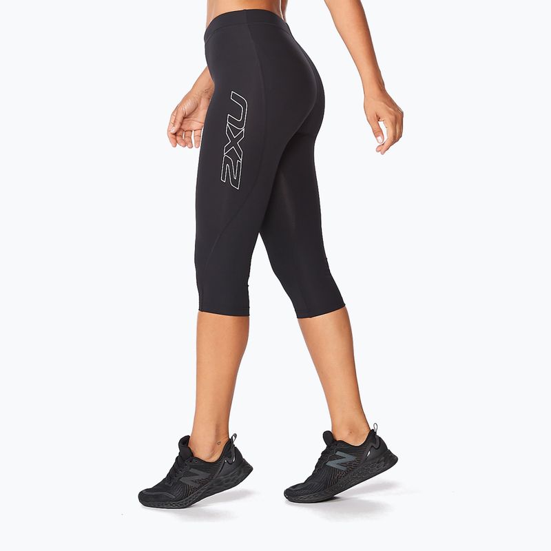 Moteriškos treniruočių tamprės 2XU Core Compression 3/4 black/silver 2