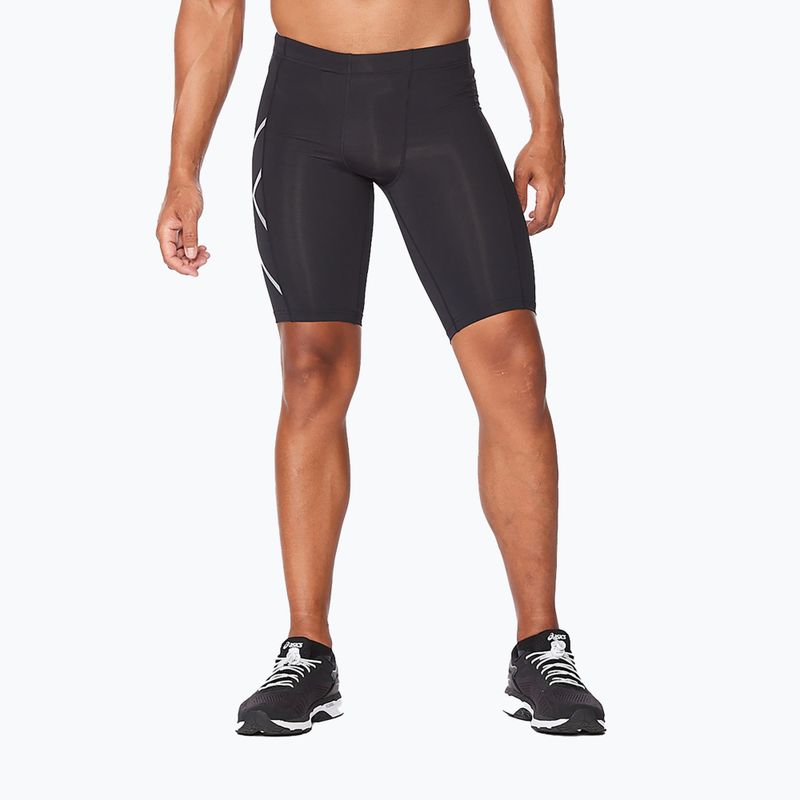 2XU Core Compression treniruočių šortai vyrams, juodi/sidabriniai