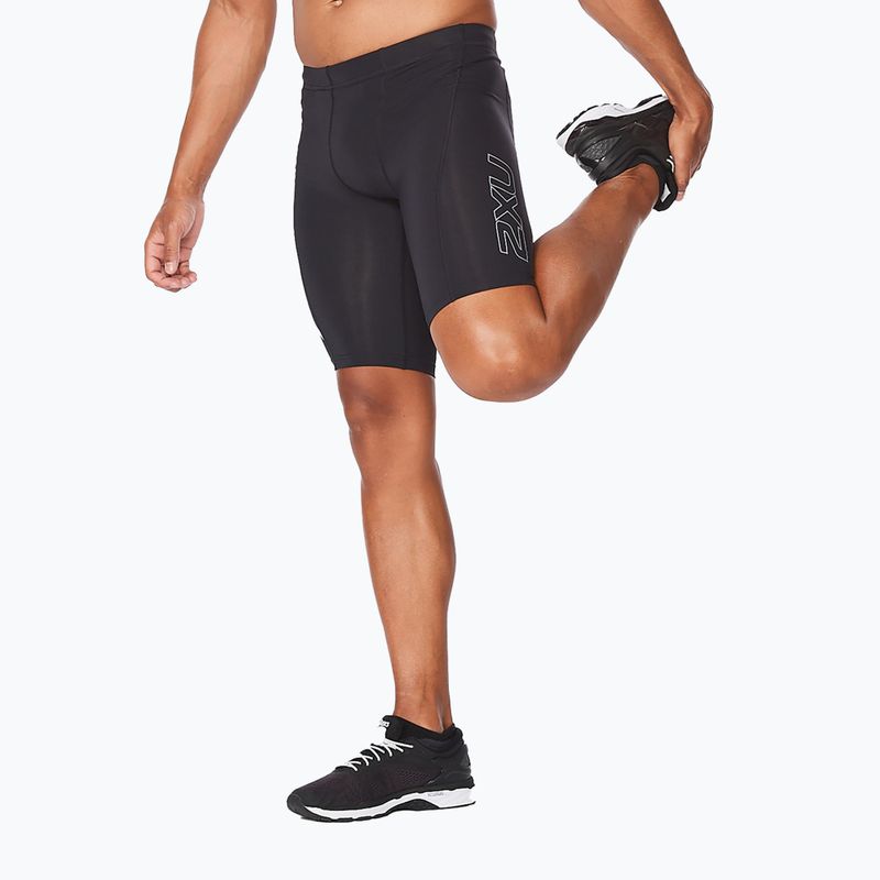 2XU Core Compression treniruočių šortai vyrams, juodi/sidabriniai 2