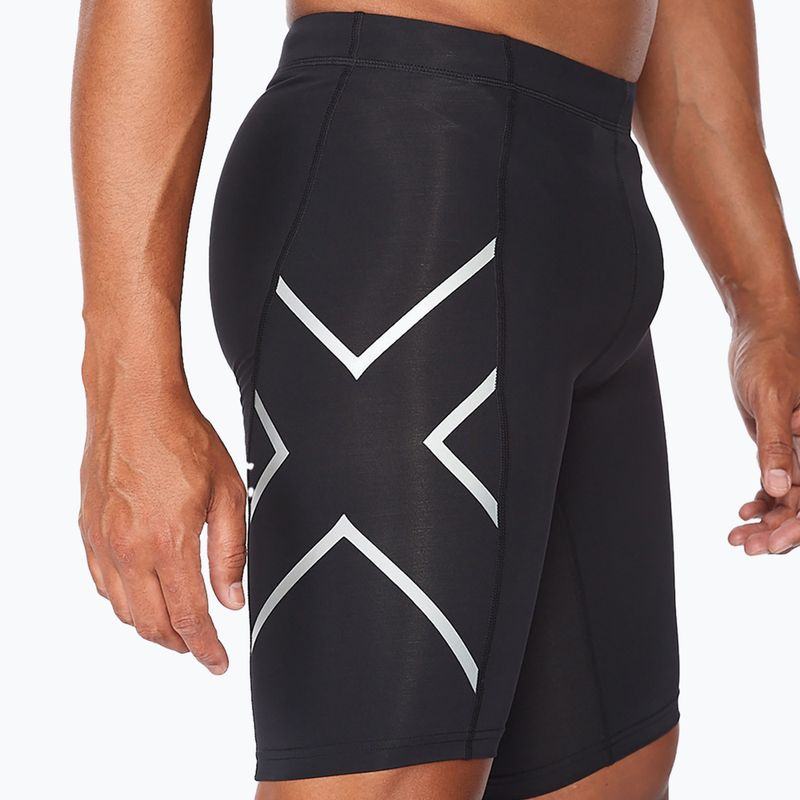 2XU Core Compression treniruočių šortai vyrams, juodi/sidabriniai 4