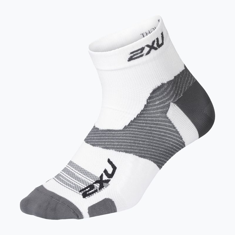 2XU Vectr Ultralight 1/4 Crew baltos/pilkos bėgimo kojinės