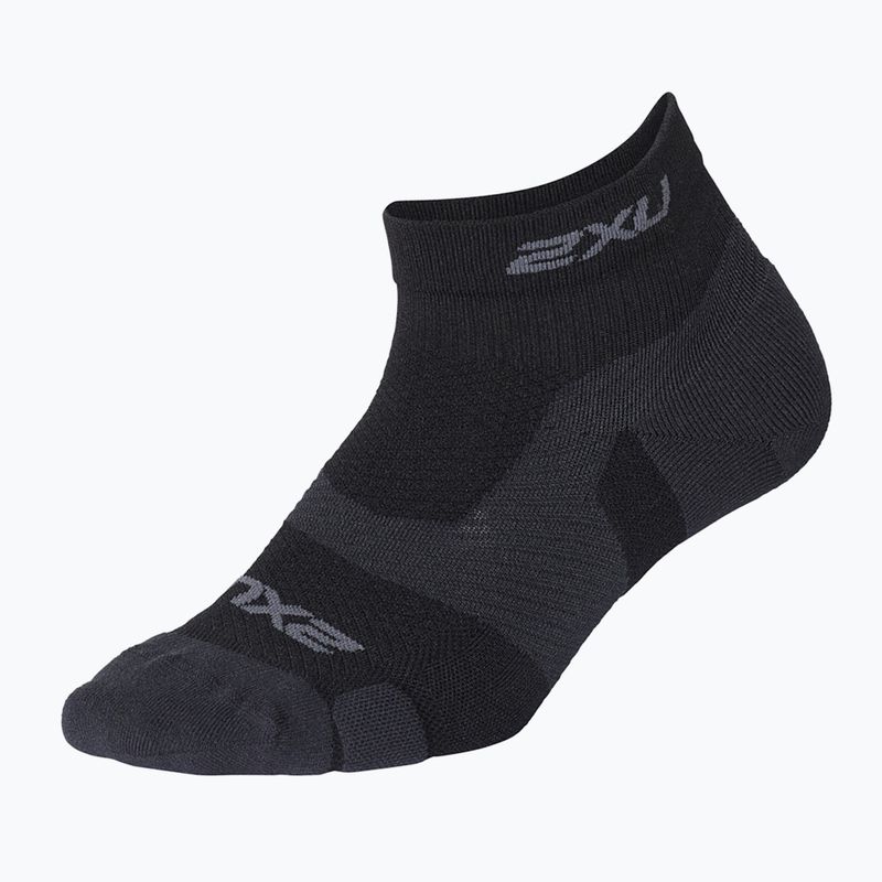 2XU Vectr Light Cushion 1/4 Crew bėgimo kojinės juodos/titaninės