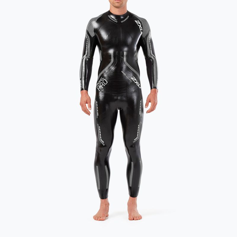 Vyriškas 2XU Propel PRO juodas/sidabrinis triatlono hidrokostiumas