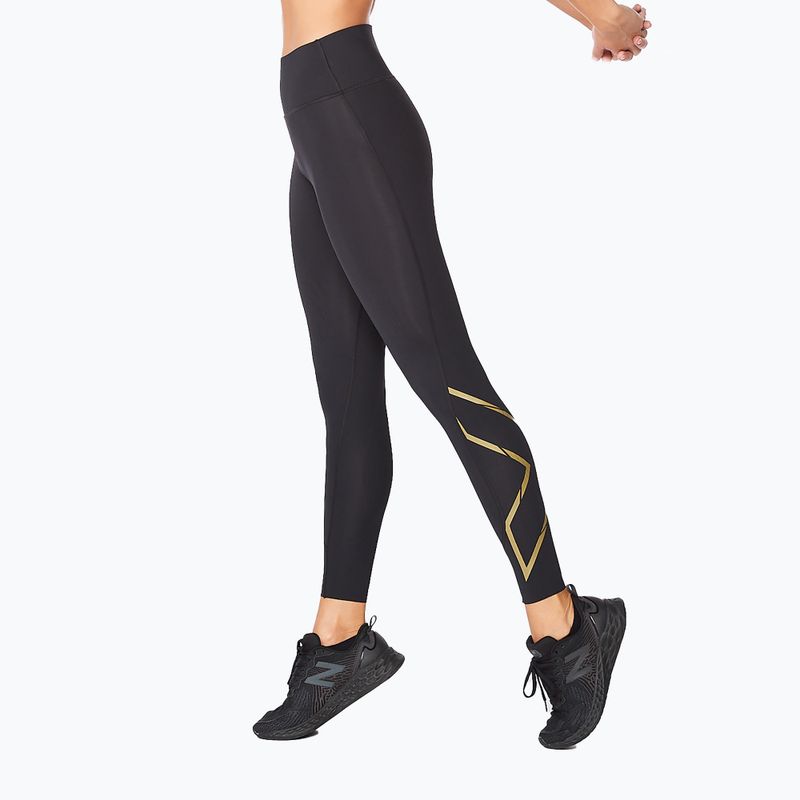 Moteriškos treniruočių kelnės 2XU Force Mid-Rise Compression black/gold 3