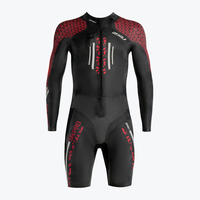 Vyriškas triatlono hidrokostiumas 2XU Swimrun PRO black/flame scarlet 2