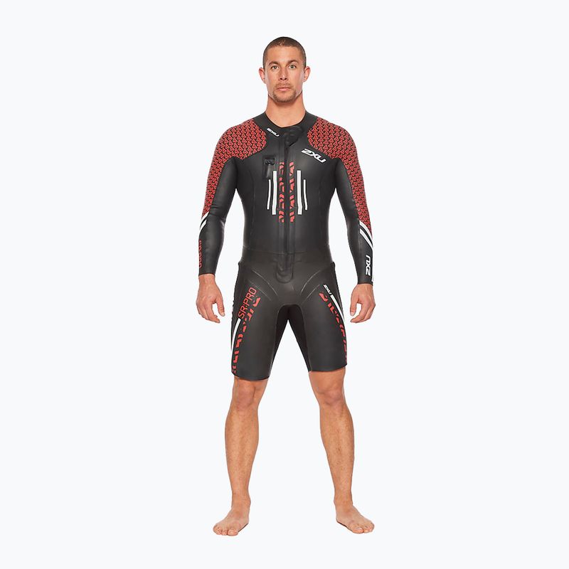 Vyriškas triatlono hidrokostiumas 2XU Swimrun PRO black/flame scarlet 8