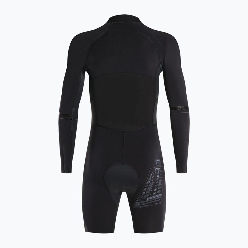 Vyriškas 2XU Swimrun 1 triatlono hidrokostiumas juodas/mėlynas su banglenčių raštu 5