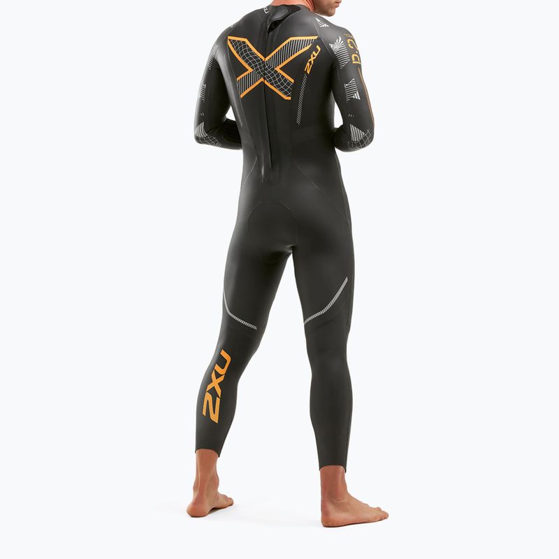 Vyriškas triatlono hidrokostiumas 2XU Propel 2 black/orange fizz 8