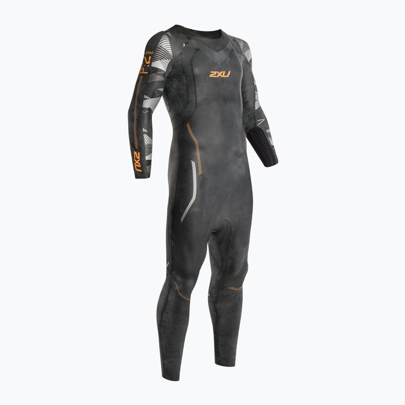 Vyriškas triatlono hidrokostiumas 2XU Propel 2 black/orange fizz