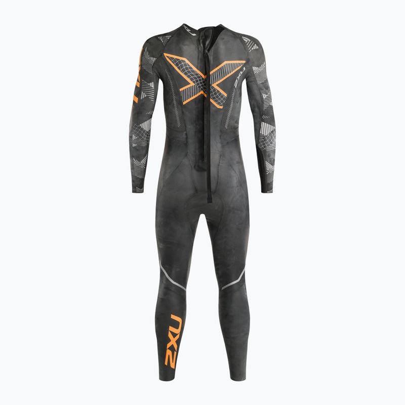 Vyriškas triatlono hidrokostiumas 2XU Propel 2 black/orange fizz 3