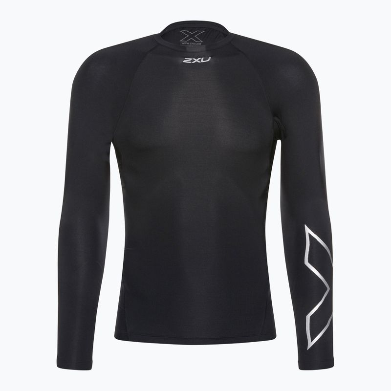Vyriška 2XU Core Compression juoda/sidabrinė treniruočių ilgomis rankovėmis apranga 4