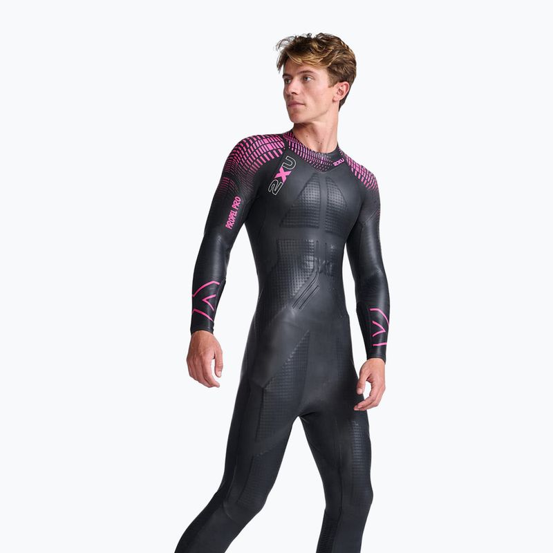Vyriškas triatlono hidrokostiumas 2XU Propel PRO 3 mm black/punk pink 3