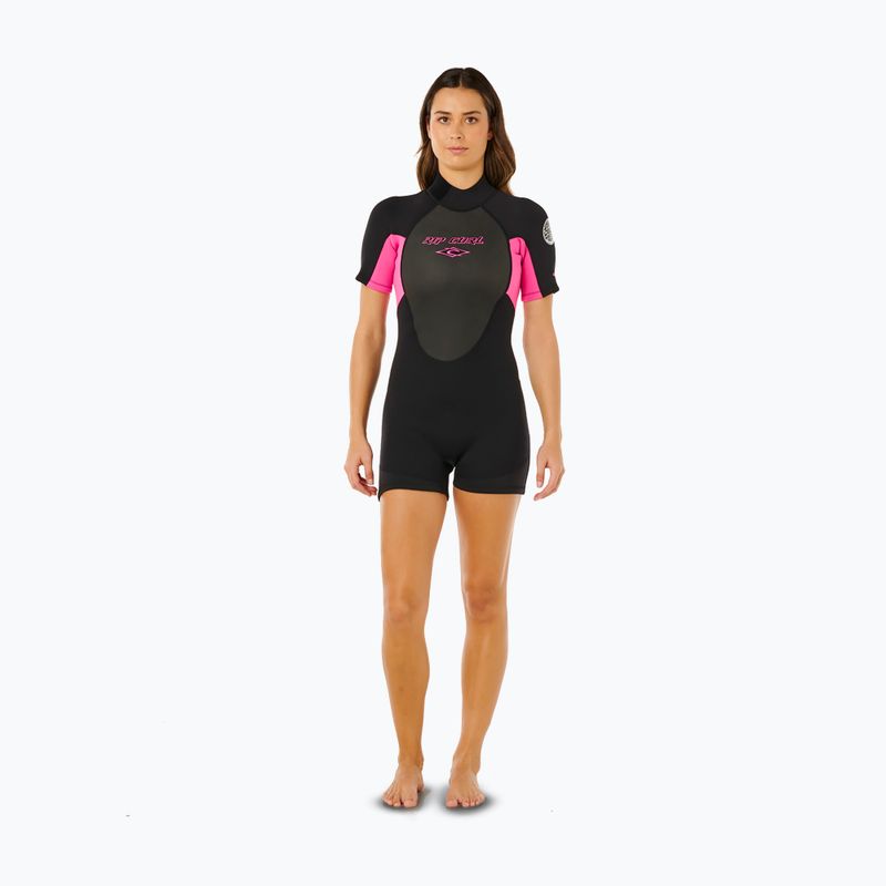 Moteriškas plaukimo kostiumas Rip Curl Omega 2/2 mm Back Zip Springsuit black/pink 2