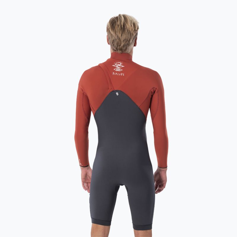 Vyriškos Rip Curl E Bomb 2/2 mm Zip Free pilkai raudonos plaukimo putos WSM8YE 2