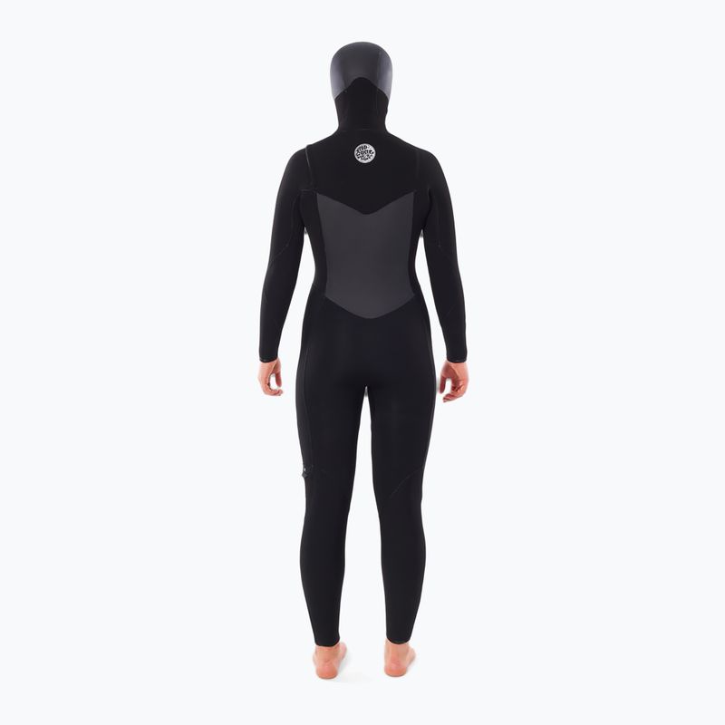 Moteriškas plaukimo hidrokostiumas Rip Curl Flashbomb 6/4mm Hooded Chest Zip Steamer black 2