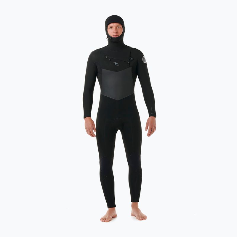 Vyriškas plaukimo hidrokostiumas Rip Curl Dawn Patrol Hooded 6/4 mm Chest Zip black