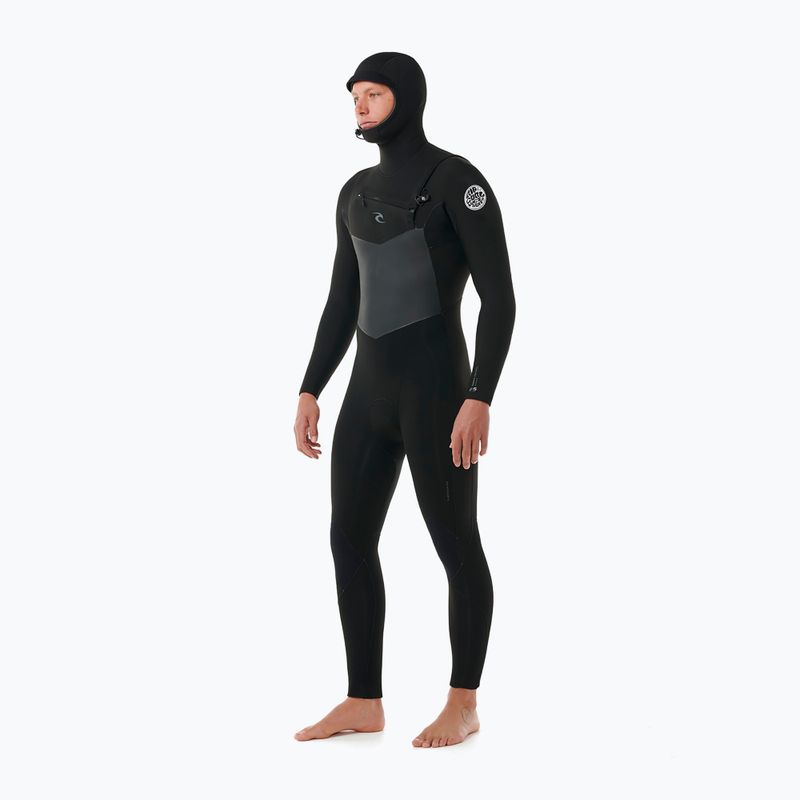 Vyriškas plaukimo hidrokostiumas Rip Curl Dawn Patrol Hooded 6/4 mm Chest Zip black 3