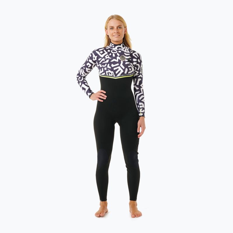 Moteriškas plaukimo hidrokostiumas Rip Curl E-Bomb 4/3mm Zip Free Sublimed black/ lime