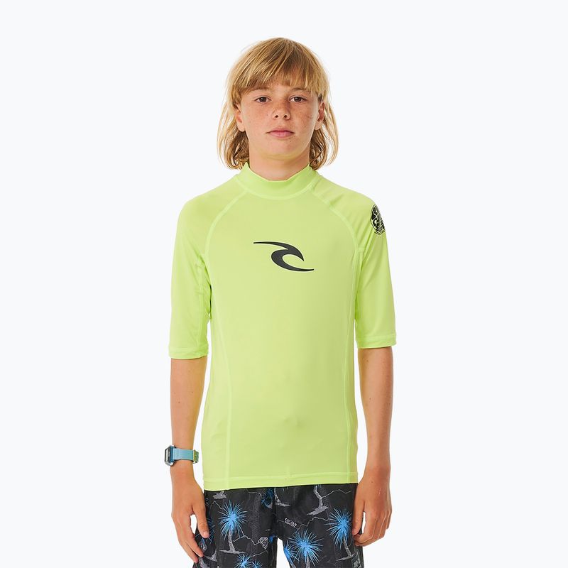 Rip Curl Brand Wave UPF Rash Vest vaikiški maudymosi marškinėliai lime