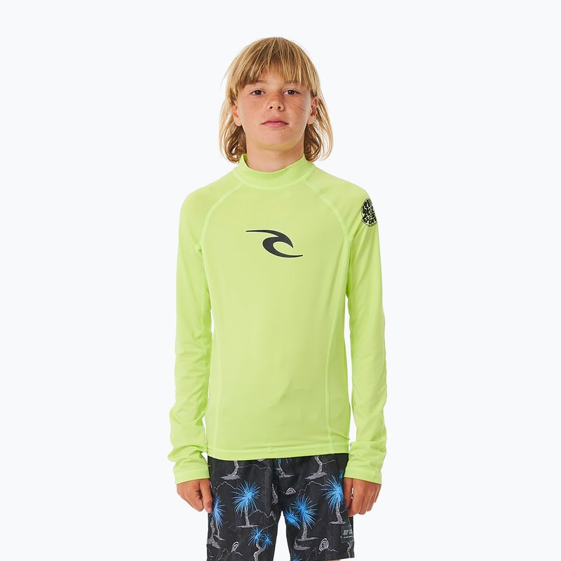 Vaikiški plaukimo marškinėliai ilgomis rankovėmis Rip Curl Brand Wave UPF Rash Vest lime