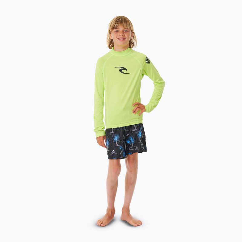 Vaikiški plaukimo marškinėliai ilgomis rankovėmis Rip Curl Brand Wave UPF Rash Vest lime 2