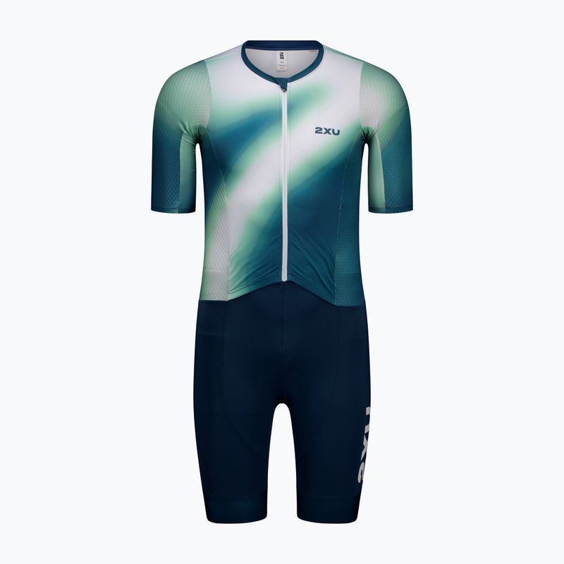 Vyriškas triatlono kombinezonas 2XU Aero Hex Sleeved jelly mint/majol 6