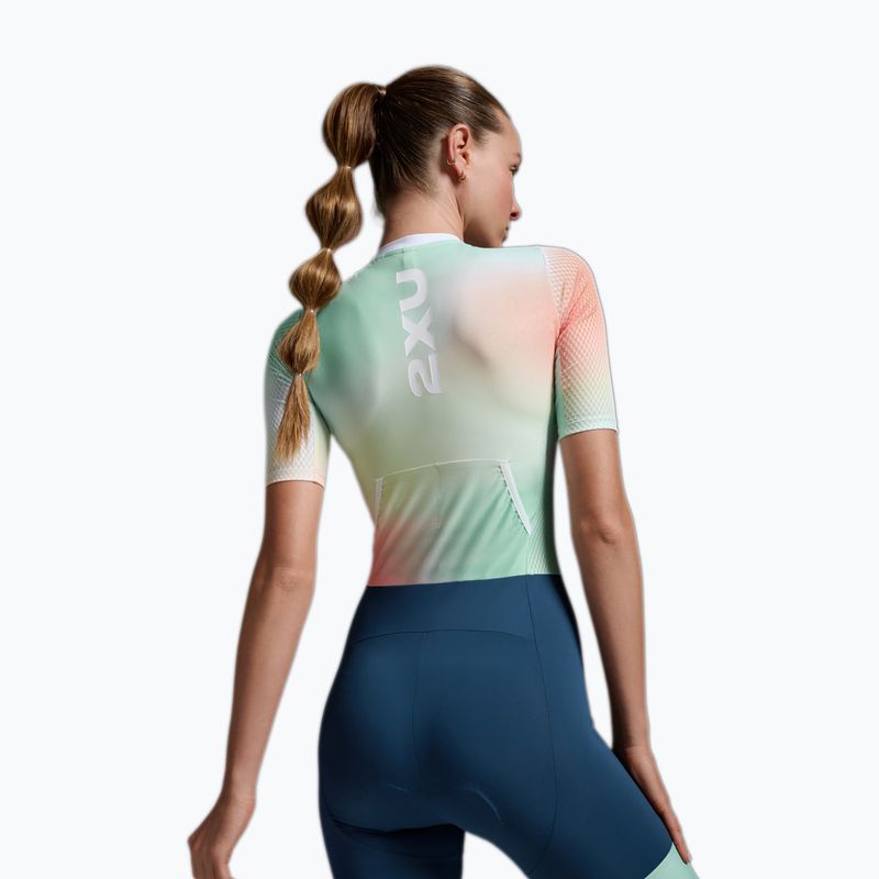 Moteriškas triatlono kombinezonas 2XU Aero Hex Sleeved jelly mint/majol 4