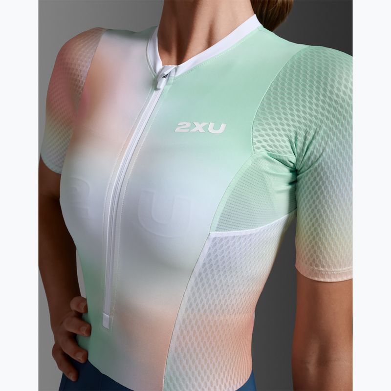 Moteriškas triatlono kombinezonas 2XU Aero Hex Sleeved jelly mint/majol 6