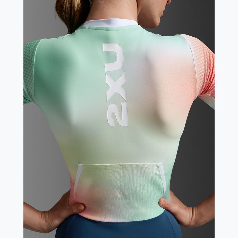 Moteriškas triatlono kombinezonas 2XU Aero Hex Sleeved jelly mint/majol 7