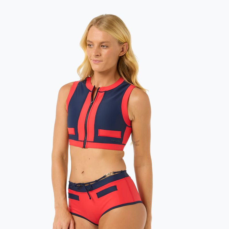 Maudymosi kostiumėlio viršus Rip Curl Coco Short Sleeve Vest red/dark blue 4
