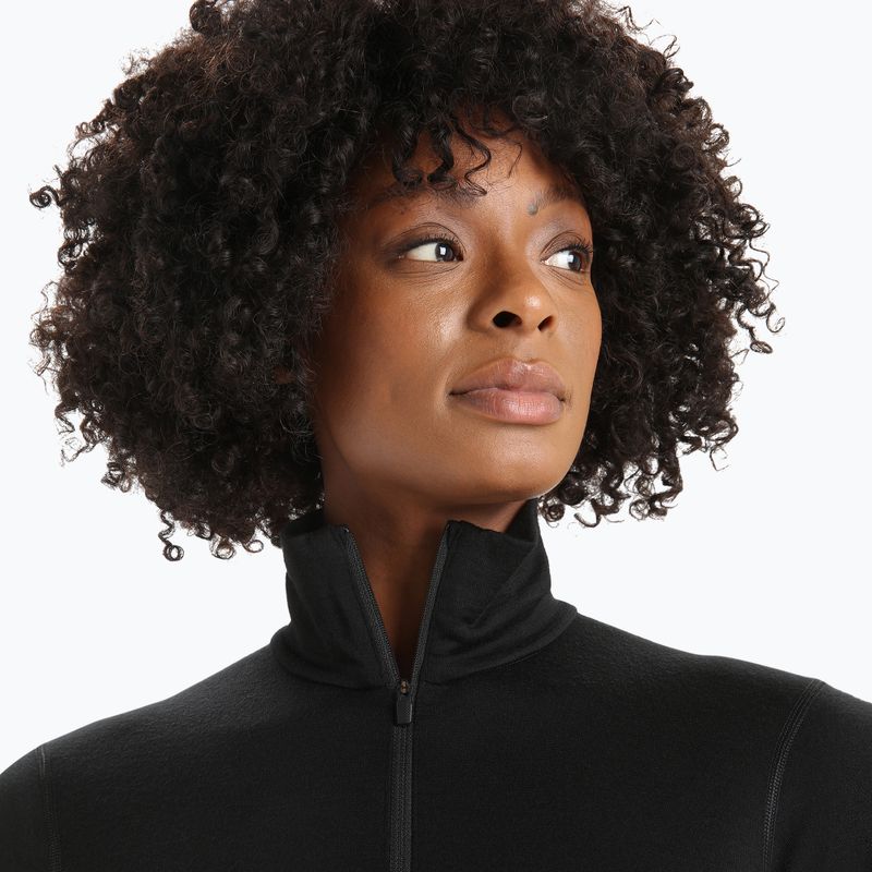 Moteriški termoaktyvūs marškinėliai icebreaker 200 Oasis Half Zip juodi 4
