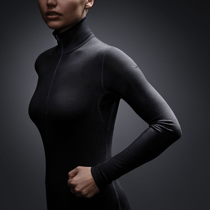 Moteriški termoaktyvūs marškinėliai icebreaker 200 Oasis Half Zip juodi 9