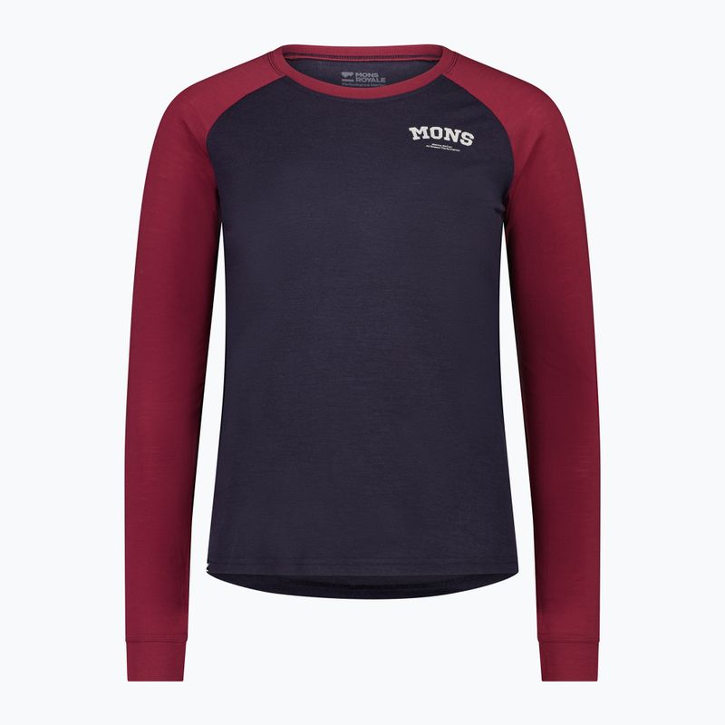 Termoaktyvus moteriškas džemperis Mons Royale Icon Raglan cherry/ 9 iron 4