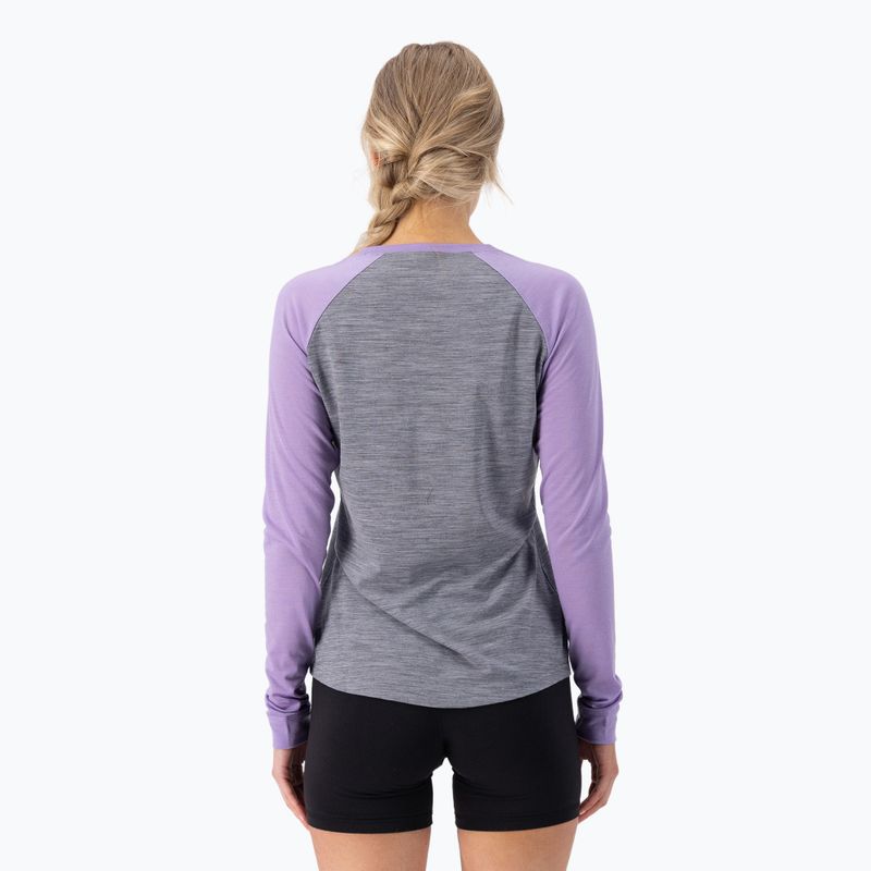Moteriški termoaktyvūs marškinėliai Mons Royale Icon Raglan grey heather/ lupin 3