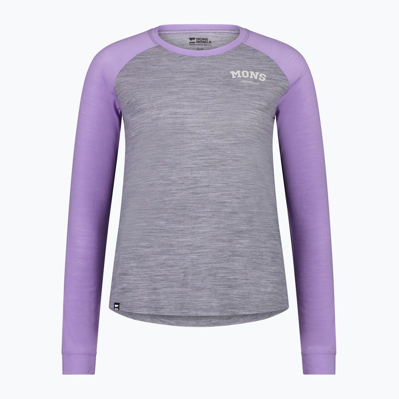 Moteriški termoaktyvūs marškinėliai Mons Royale Icon Raglan grey heather/ lupin 4