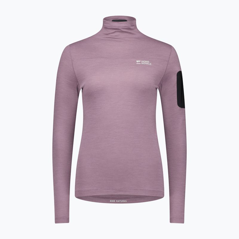 Moteriški termoaktyvūs marškinėliai ilgomis rankovėmis Mons Royale Diversion Mock Neck mauve 3