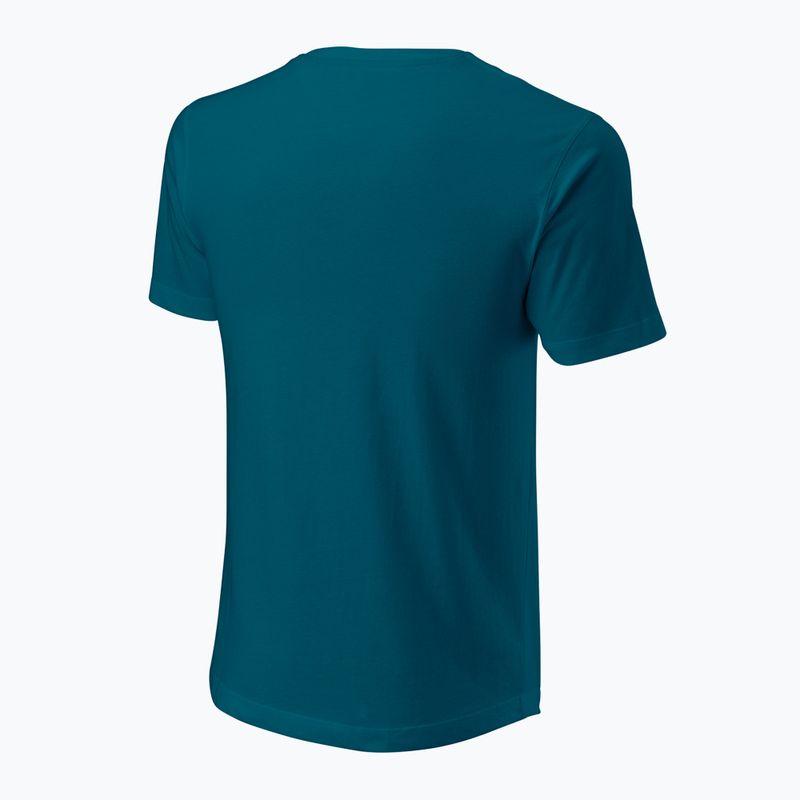 Vyriški teniso marškinėliai Wilson Script Eco Cotton Tee blue/coral 2