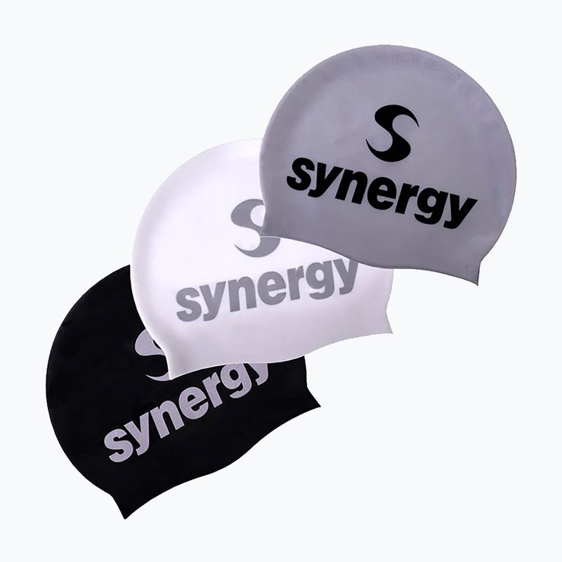 Plaukimo kepuraitė Synergy Silicone Swim Cap 3 pcs. black/silver/white