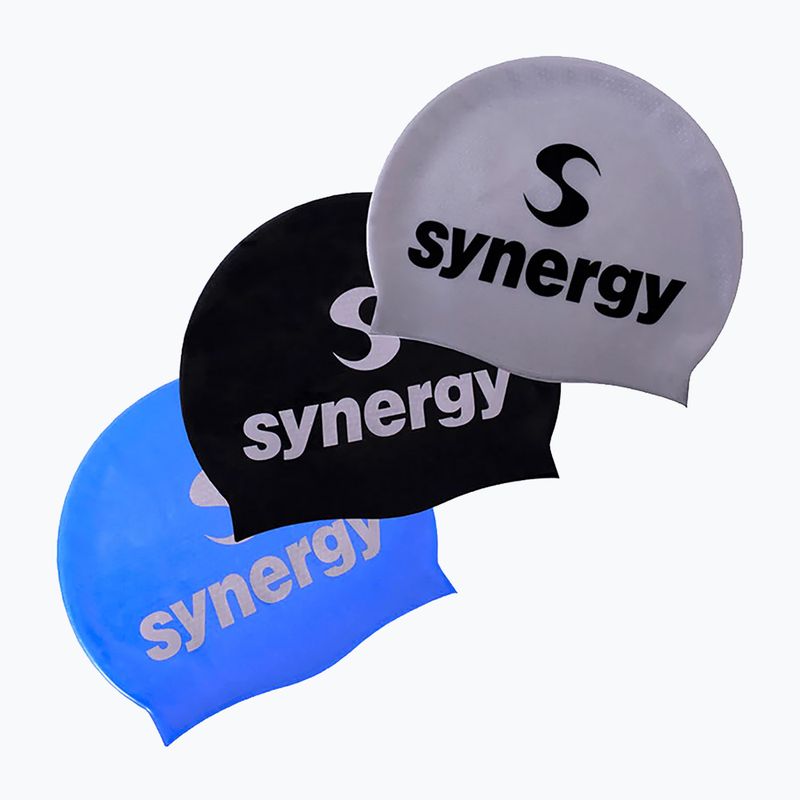 Plaukimo kepuraitė Synergy Silicone Swim Cap 3-Pack black/blue/silver