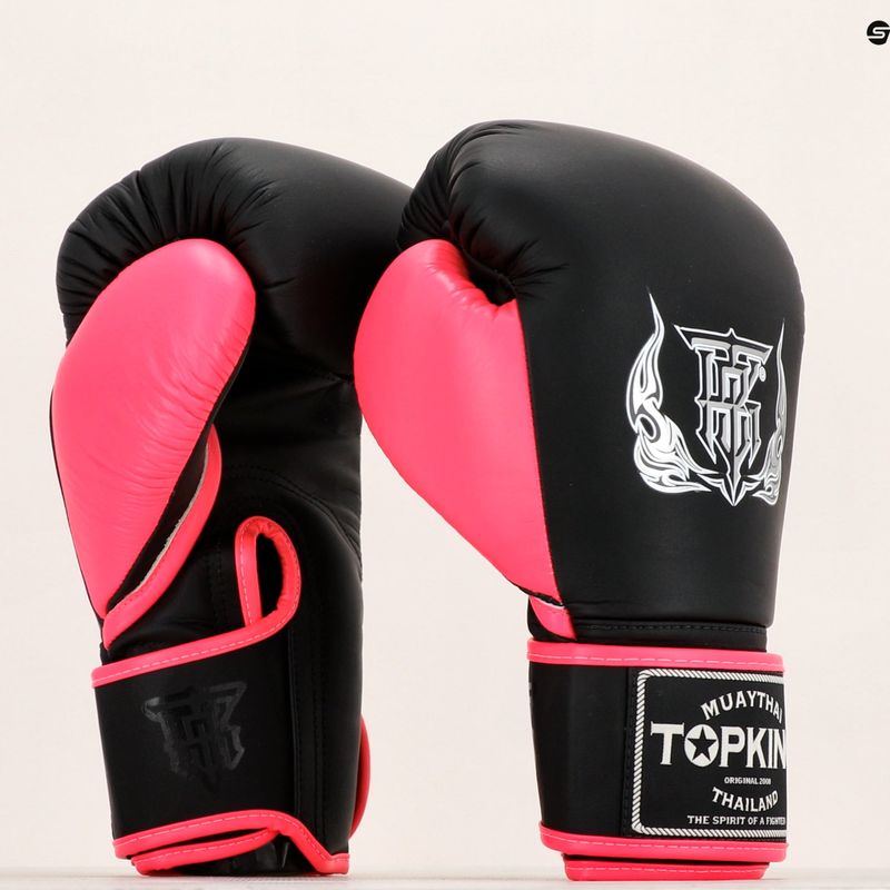 Bokso pirštinės Top King Reborn Boxing Semi Leather black/pink 6